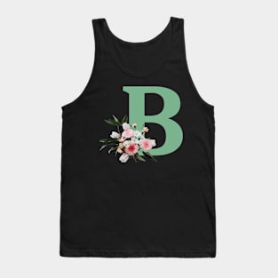 Letter B green with colorful flowers Tank Top